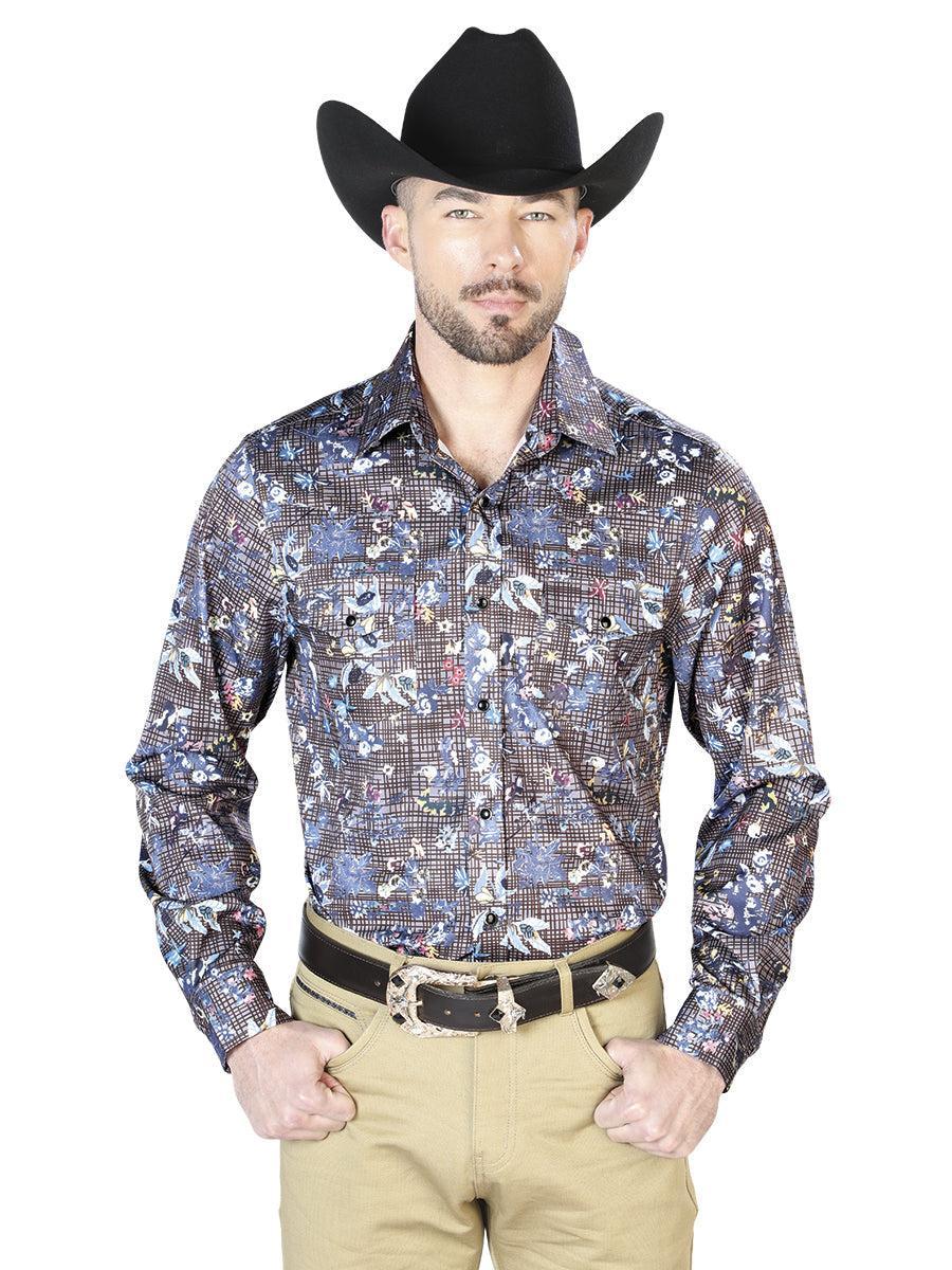Navy Floral Casual Long Sleeve Shirt