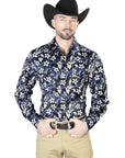 Blue Flower Casual Long Sleeve Shirt