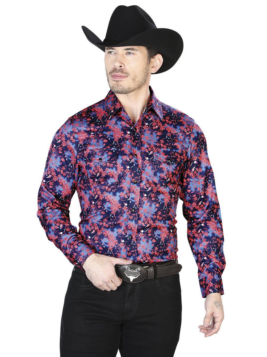 Blue And Red Casual Long Sleeve Shirt