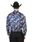 Blue Flowers Casual Long Sleeve Shirt