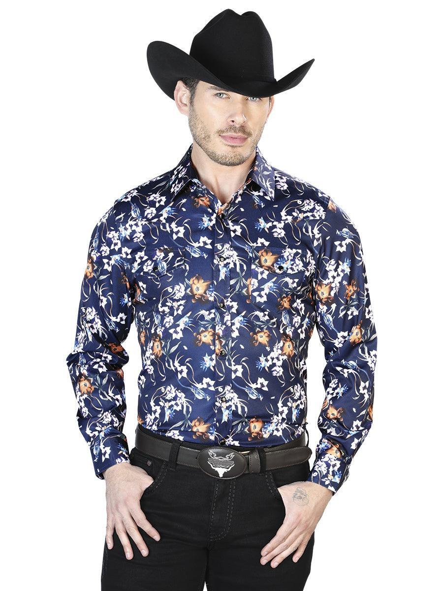 Blue Flowers Casual Long Sleeve Shirt