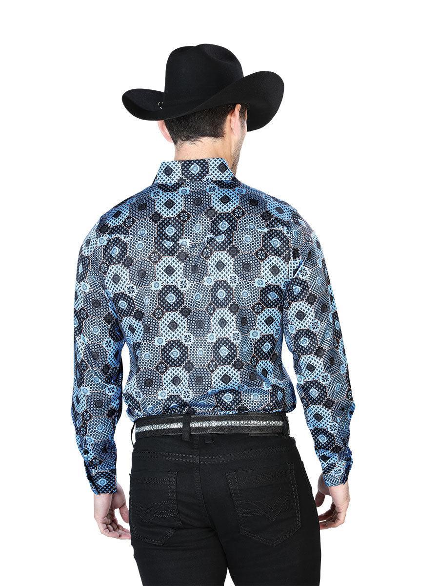 Blue Print Casual Long Sleeve Shirt