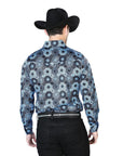 Blue Print Casual Long Sleeve Shirt