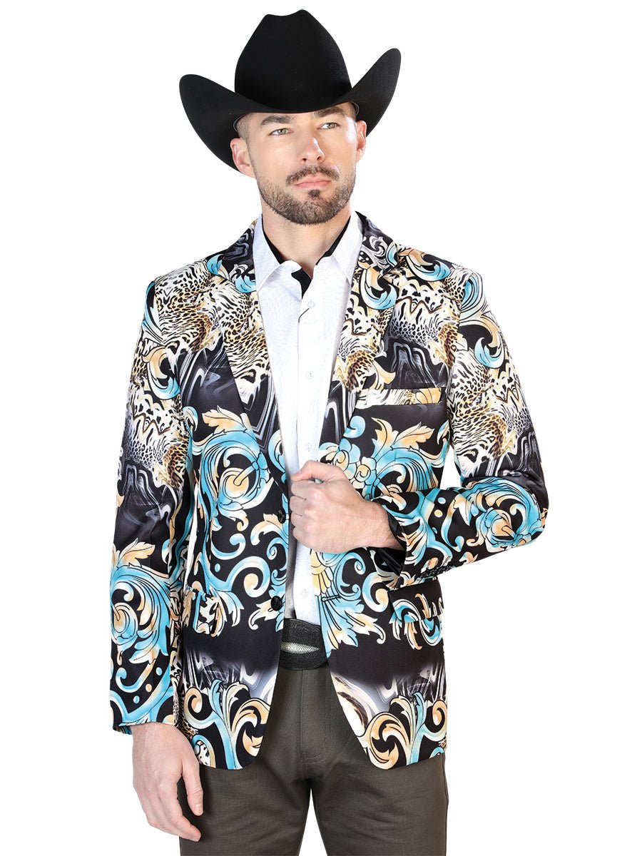 Senor De Los Cielos Lycra Blazer in Black/Blue