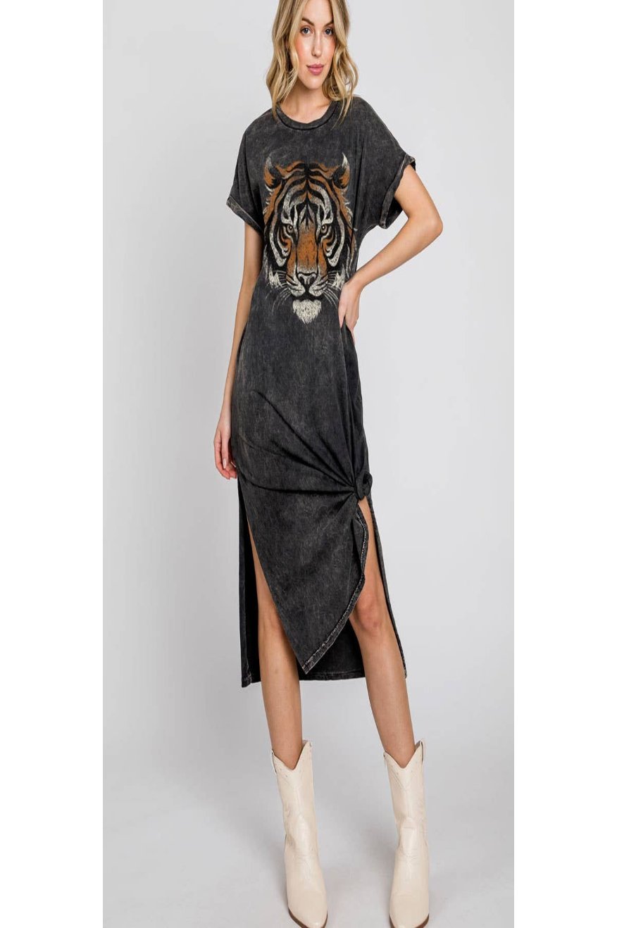 Tiger Mineral Wash T-shirt Dress