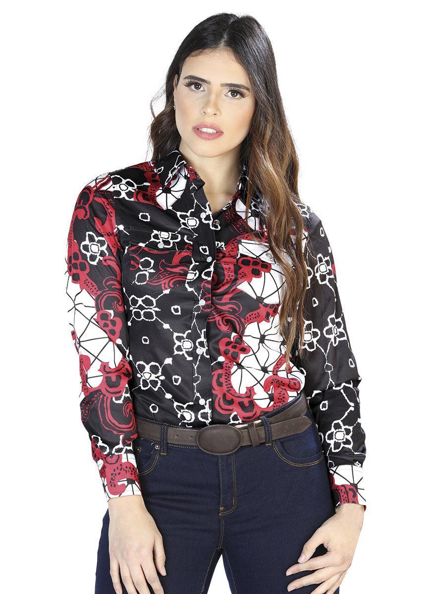 Black And Burgundy Printed Long Sleeve Shirt