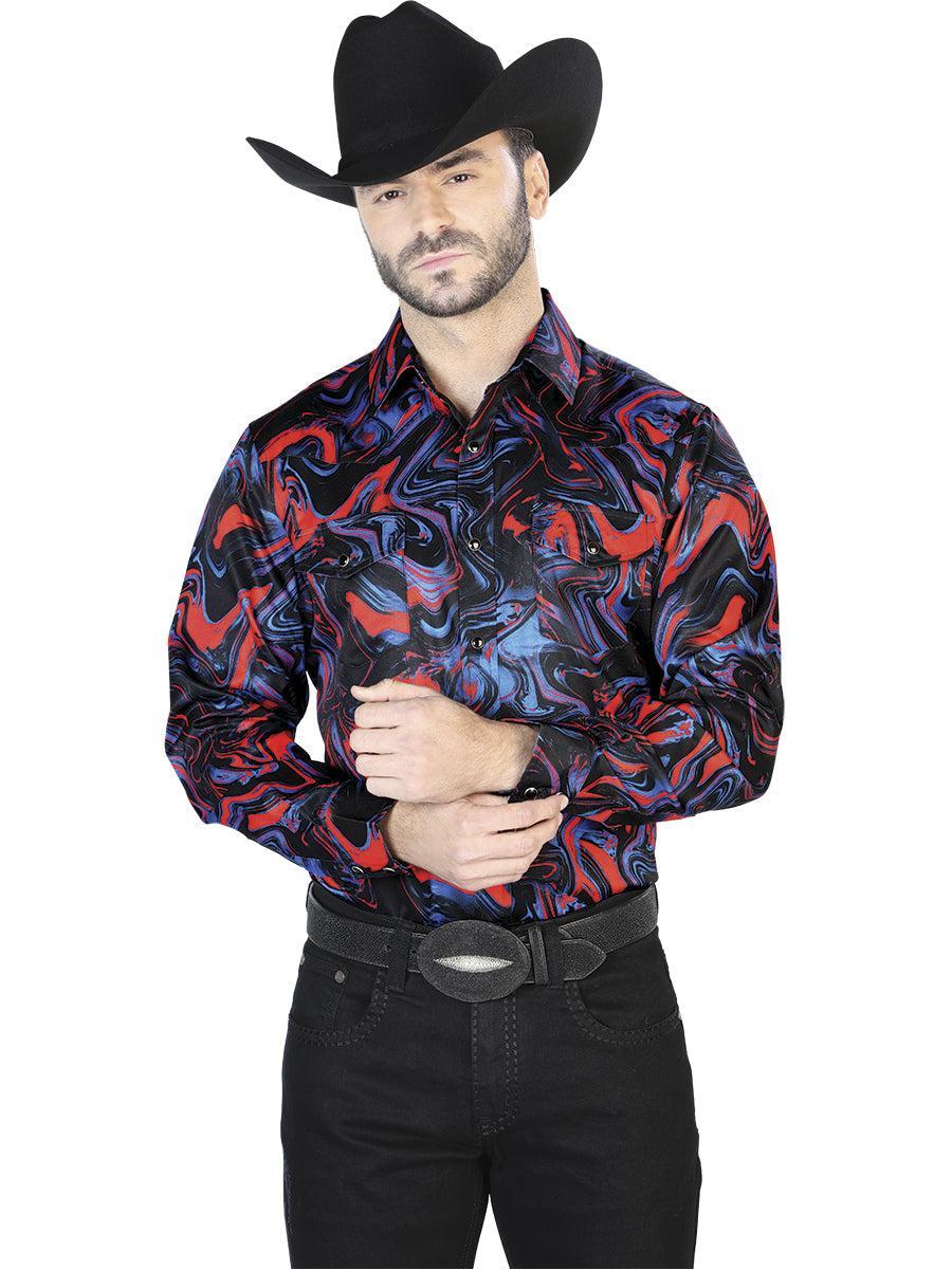 Blue And Red Casual Long Sleeve Shirt