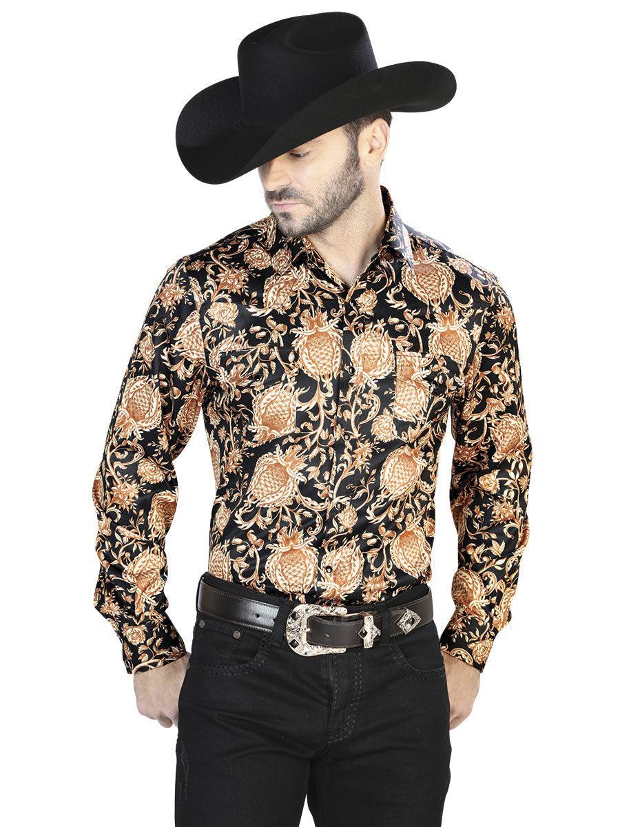 Gold And Black Casual Long Sleeve Shirt