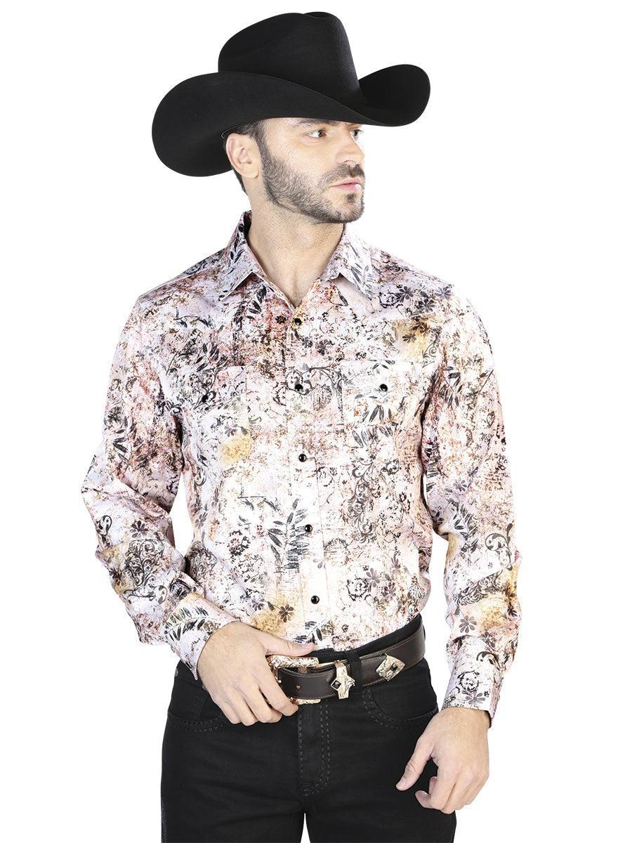 White And Brown Casual Long Sleeve Shirt