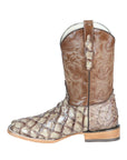 El General Men's Exotic Monster Fish Rodeo Boots in Cream