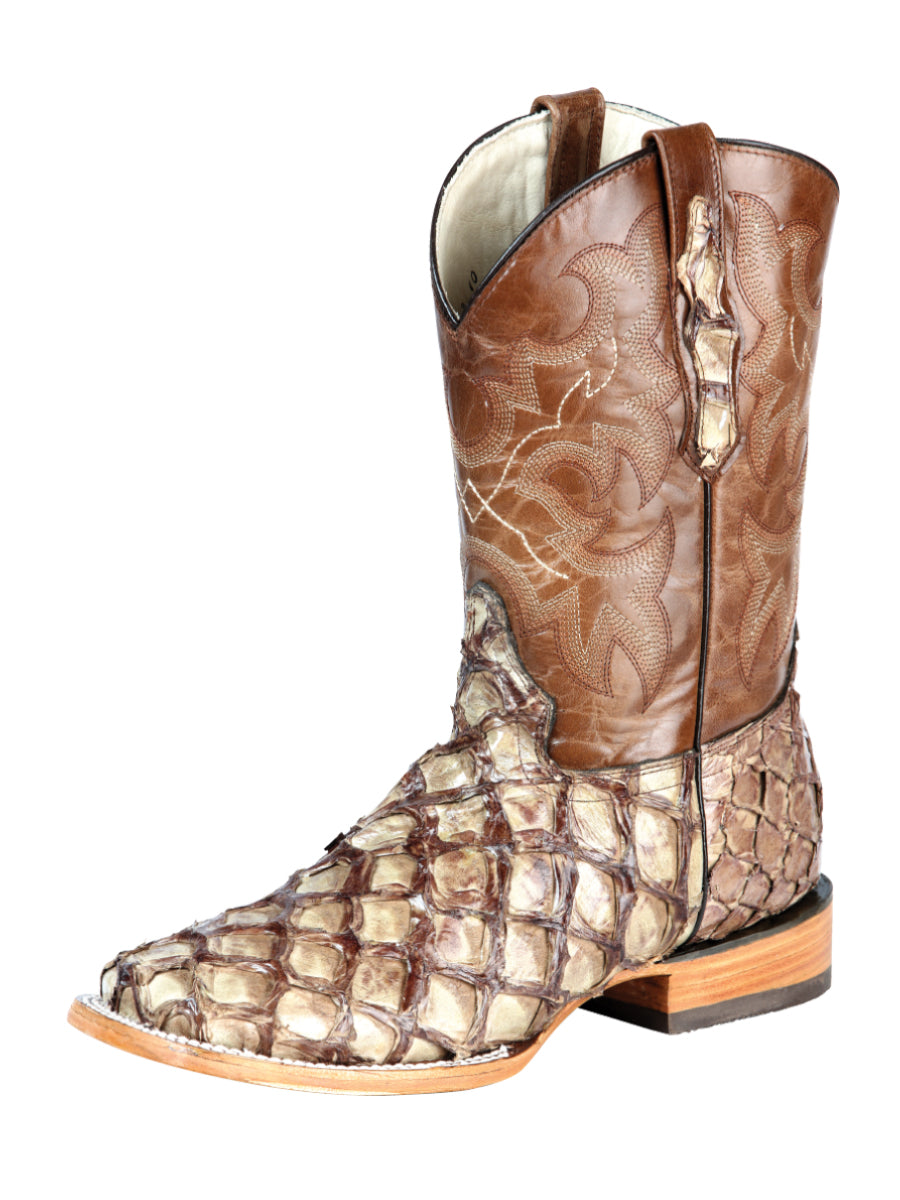 El General Men's Exotic Monster Fish Rodeo Boots in Cream