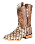 El General Men's Exotic Monster Fish Rodeo Boots in Cream