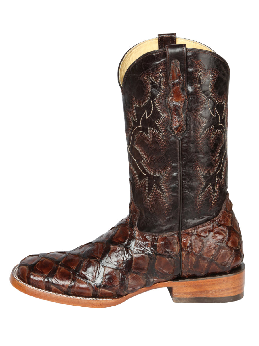 El General Men's Exotic Monster Fish Rodeo Boots in Brown