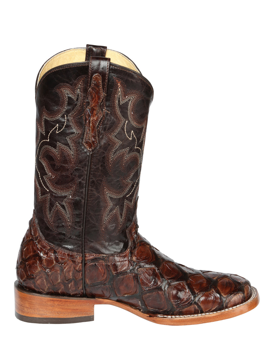 El General Men's Exotic Monster Fish Rodeo Boots in Brown
