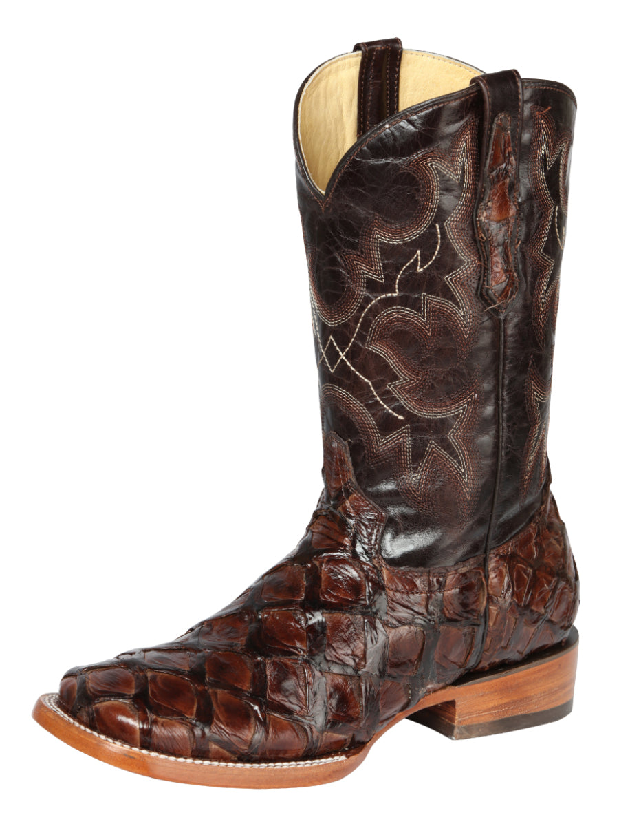 El General Men's Exotic Monster Fish Rodeo Boots in Brown
