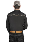 El General Embroidery Western Shirt in Black/Gold