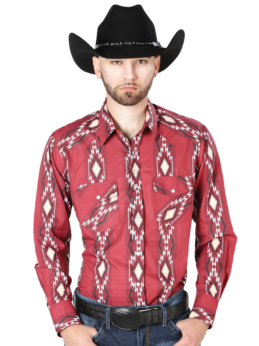 Burgundy Long Sleeve Cowboy Shirt