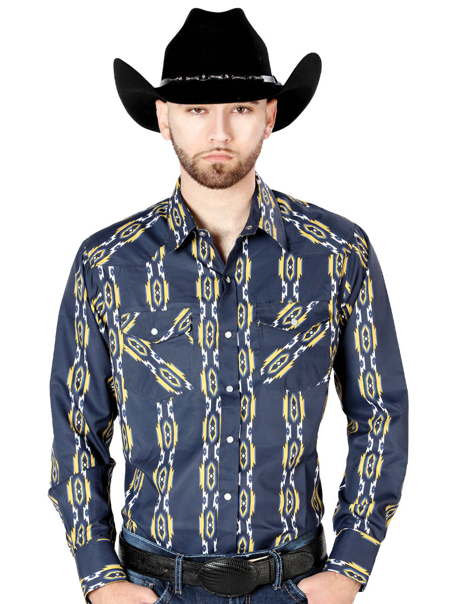 Blue Long Sleeve Cowboy Shirt