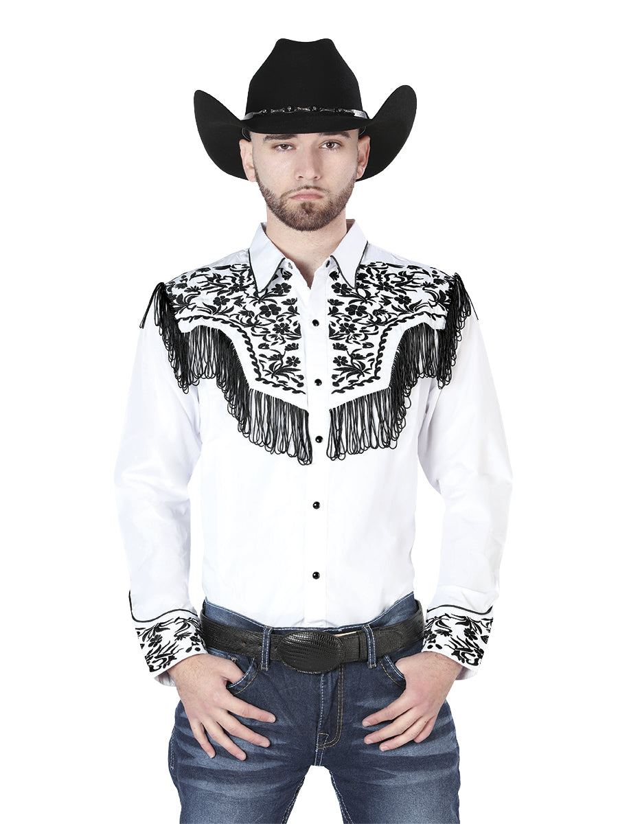 El Señor de los Cielos Embroidery Shirt in White/Black