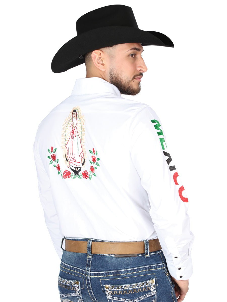 El General Embroidery Western Shirt in White/Roses