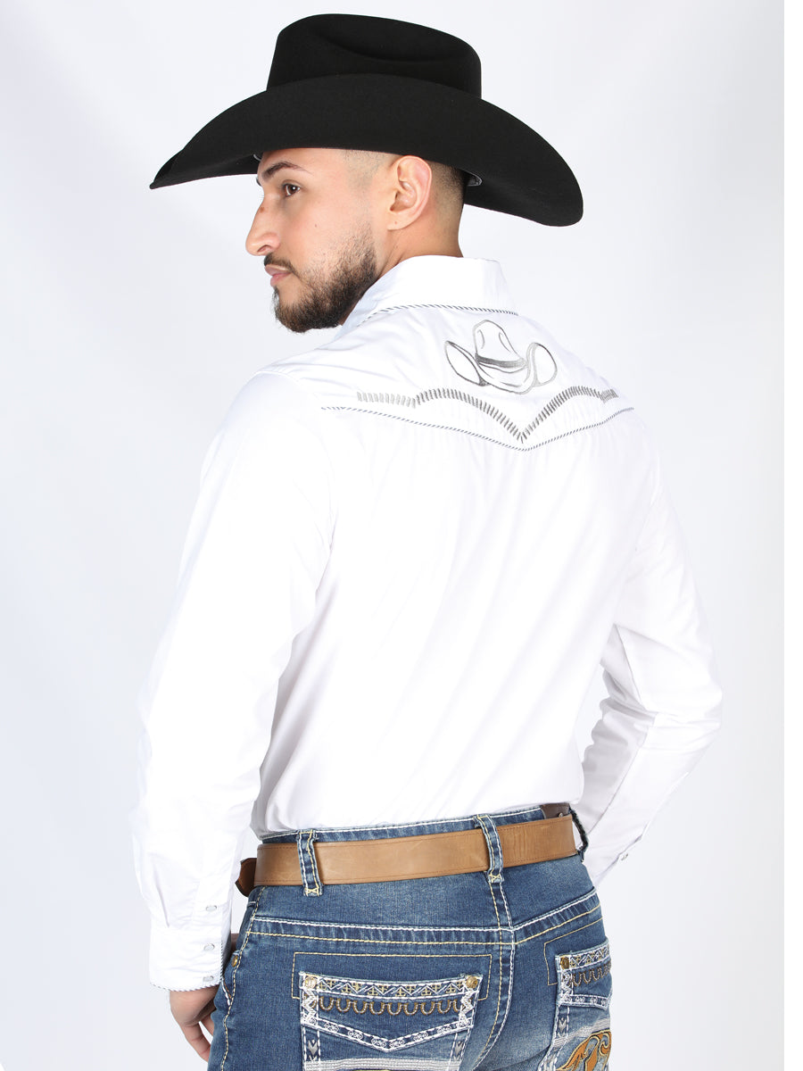 El General Embroidery Western Shirt in White/Black