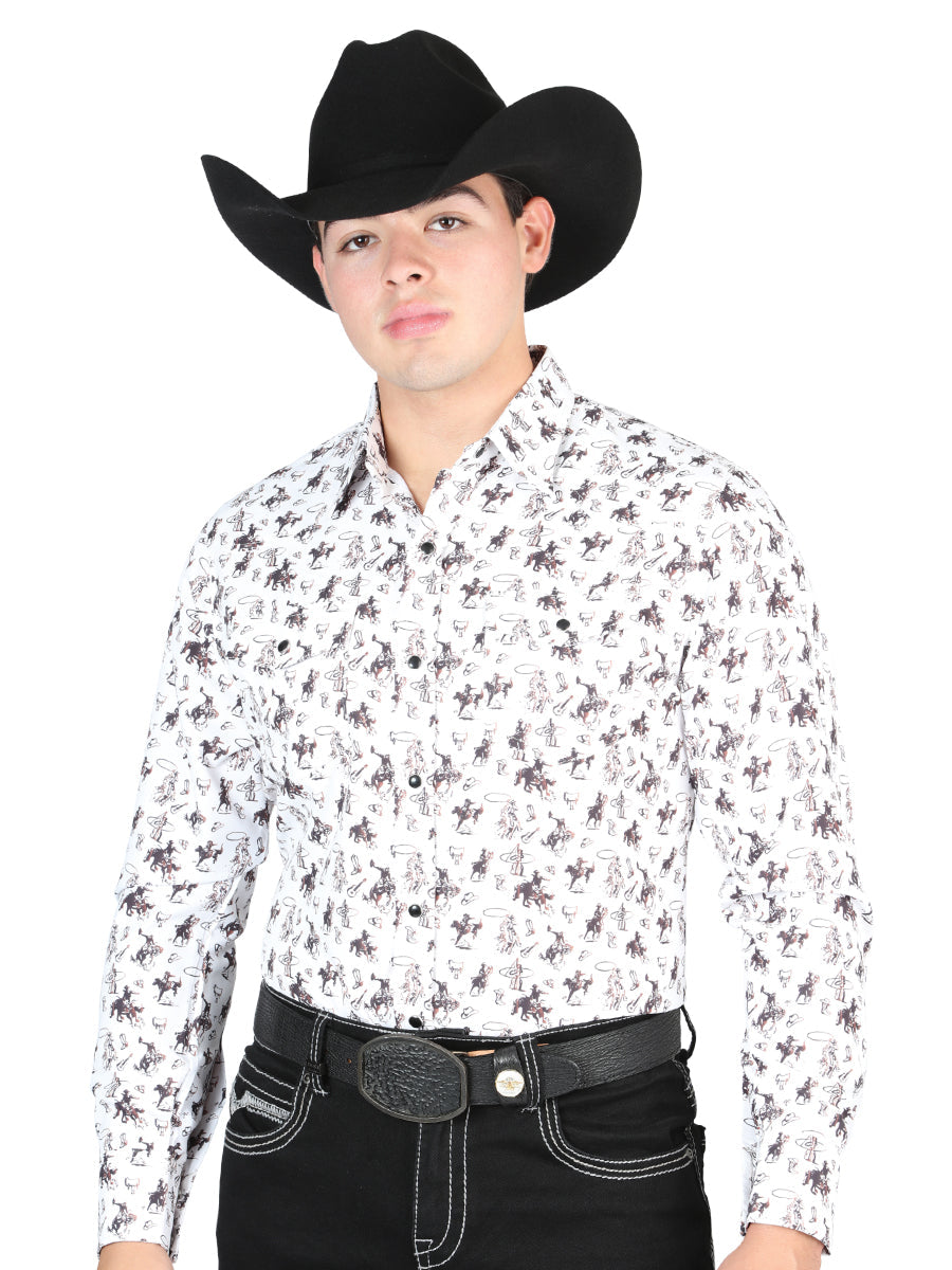 El General Western Shirt in White/Multi