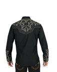El Señor De Los Cielos Embroidery Shirt in Black/Gold