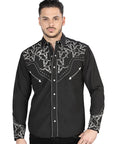 El Señor De Los Cielos Embroidery Shirt in Black/White