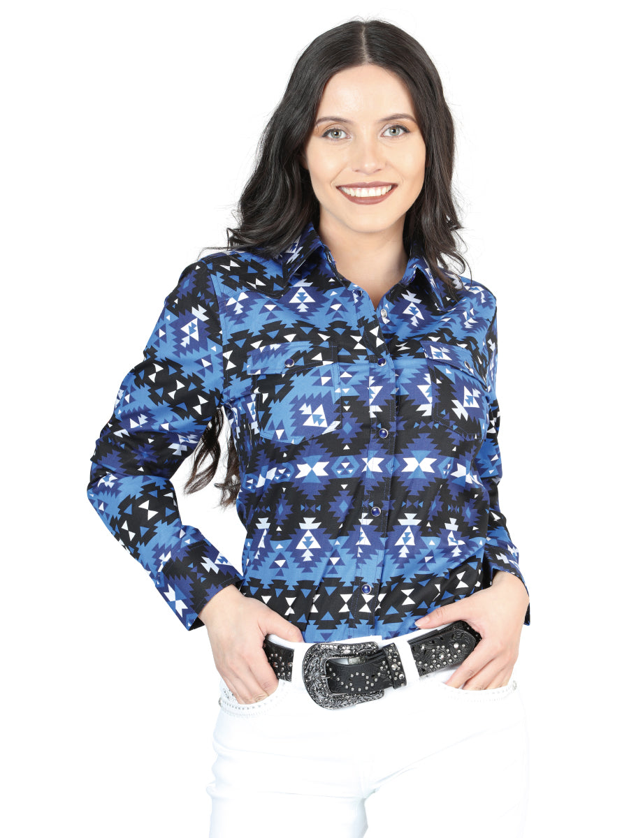 Casual Long-Sleeve Shirt by El General in Blue