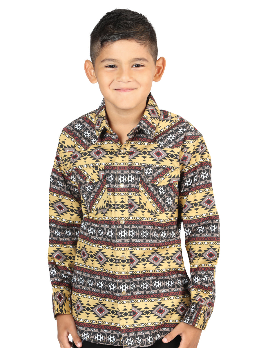 Casual Long-Sleeve Shirt by El General in Yellow
