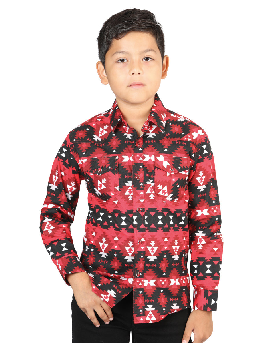Casual Long-Sleeve Shirt by El General in Red