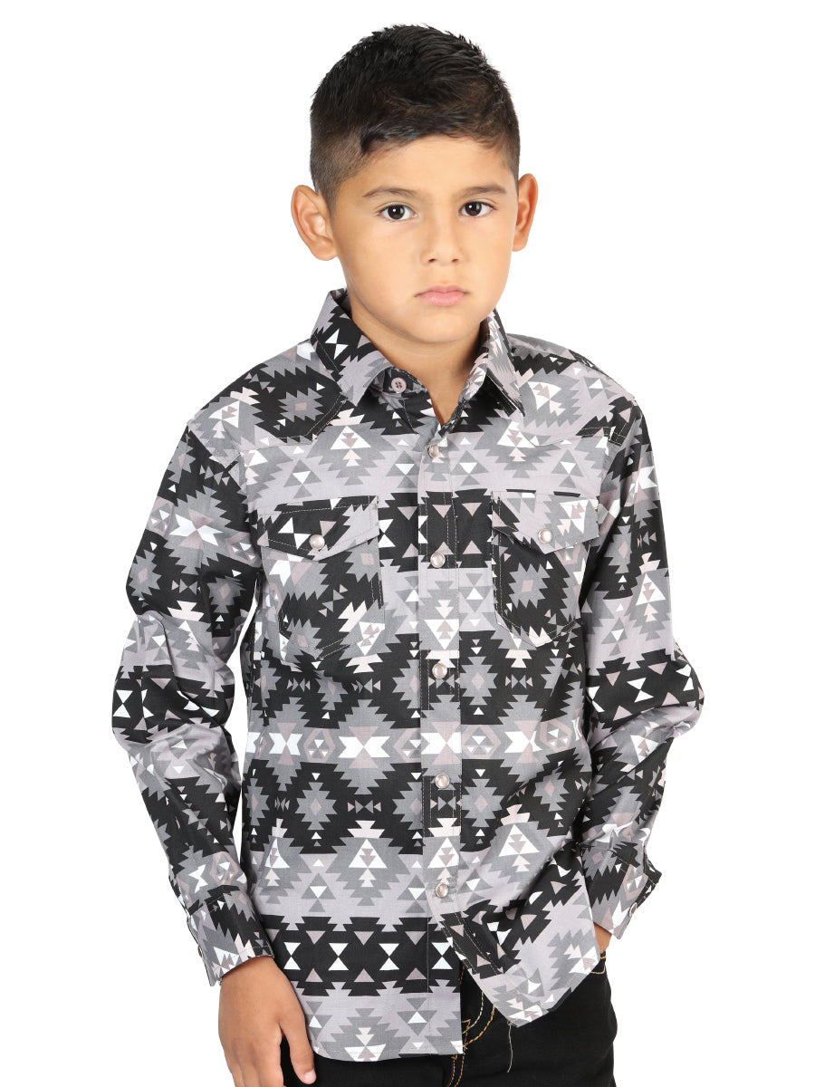 Casual Long-Sleeve Shirt by El General in Black