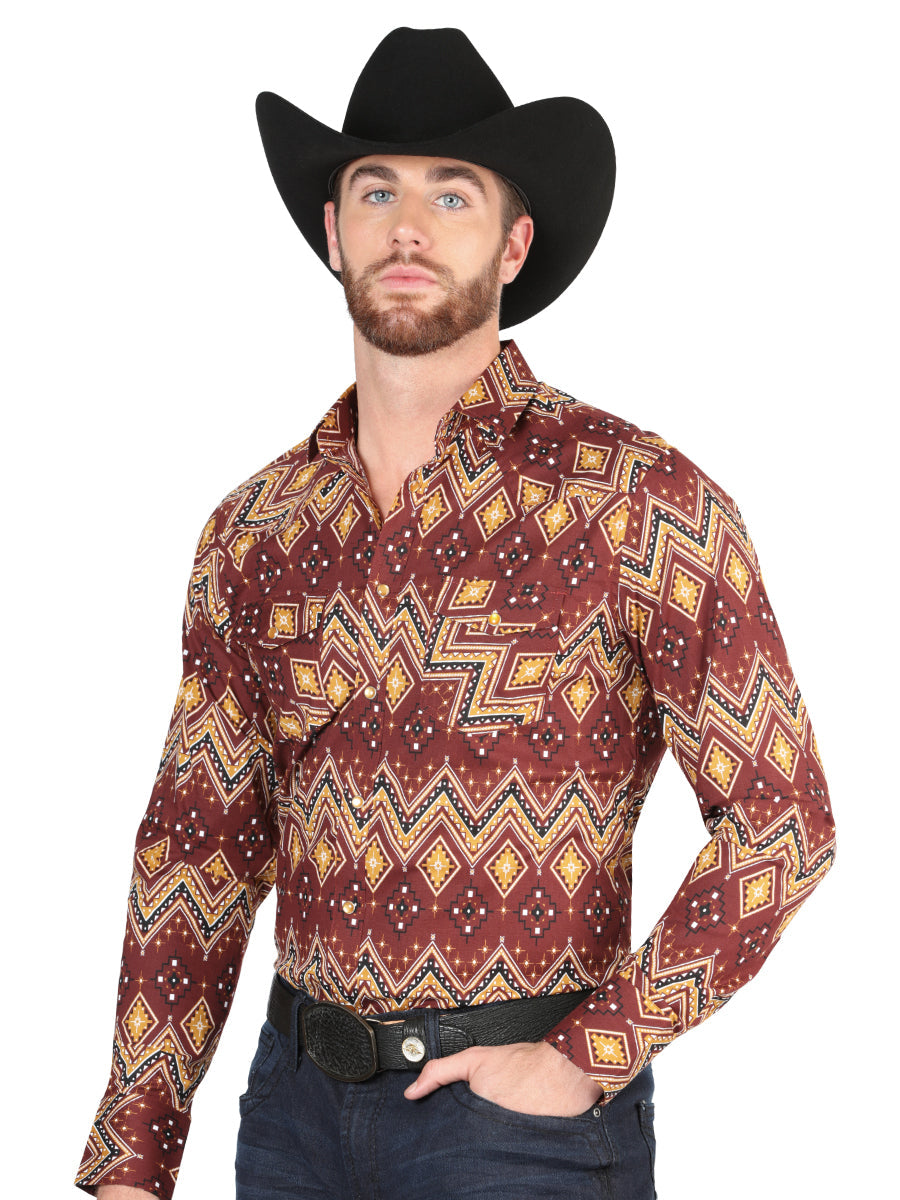 El General Casual Long-Sleeve Shirt in Burgundy