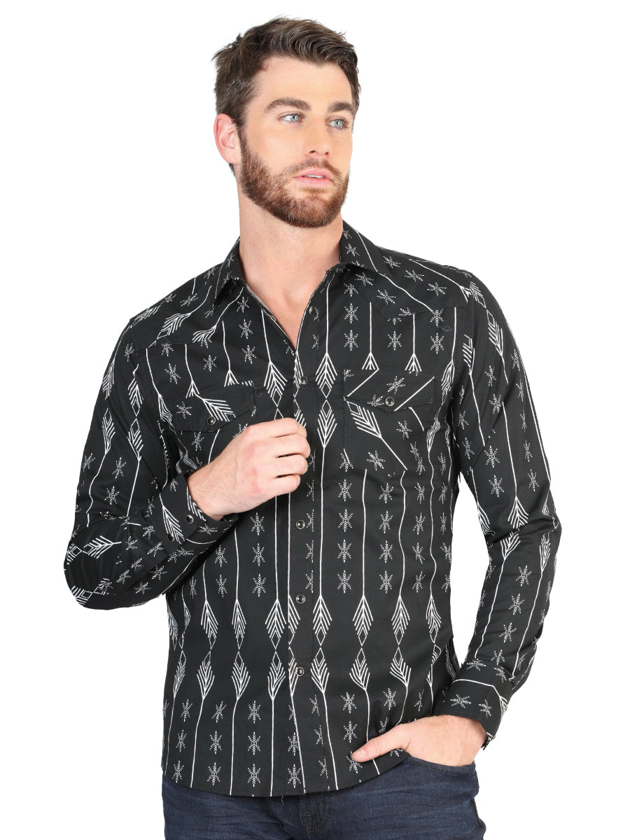 El General Casual Long-Sleeve Shirt in Black/White