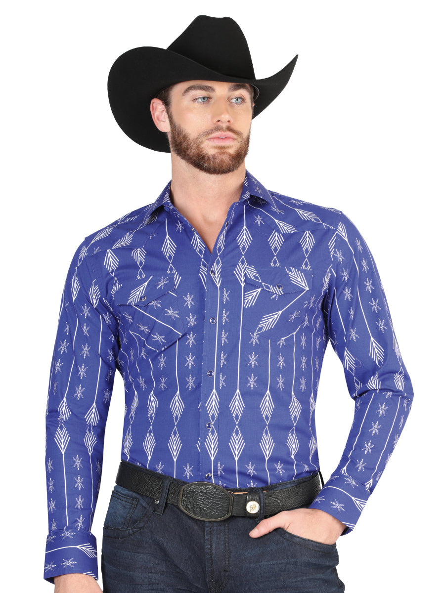 El General Casual Long-Sleeve Shirt in Blue/White