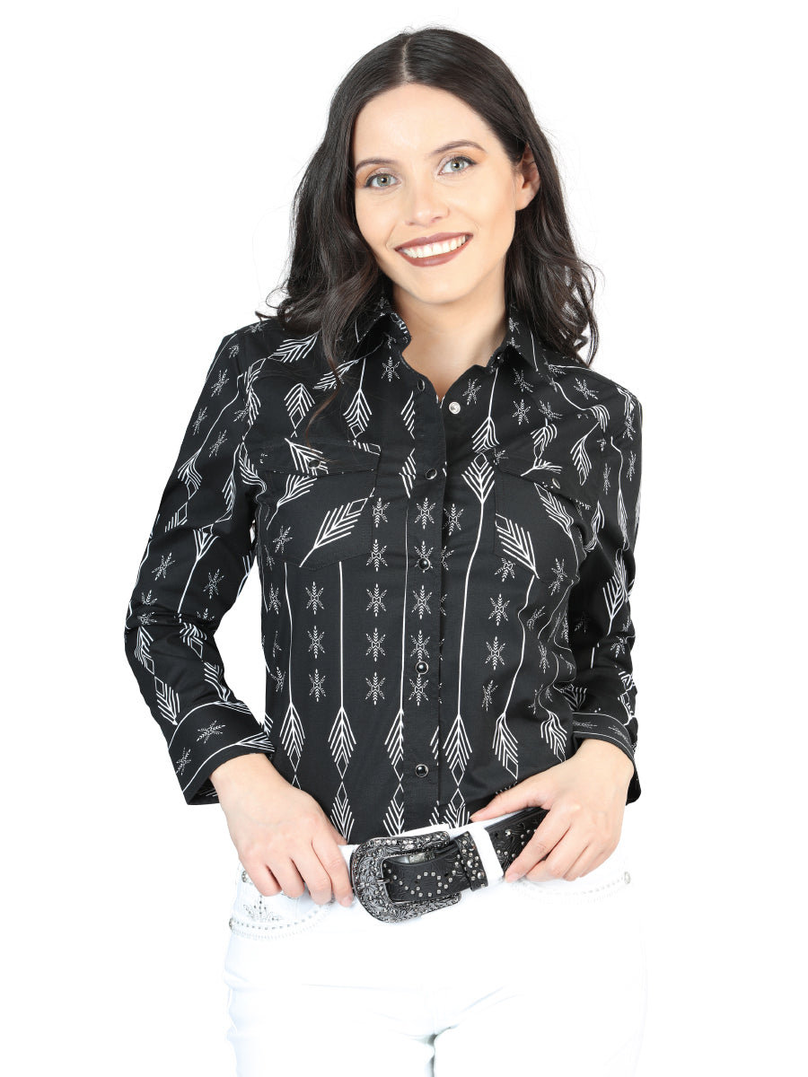 Casual Long-Sleeve Shirt by El General in Black/White