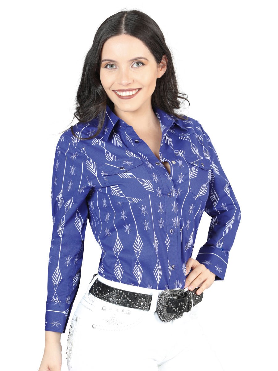 Casual Long-Sleeve Shirt by El General in Blue/White