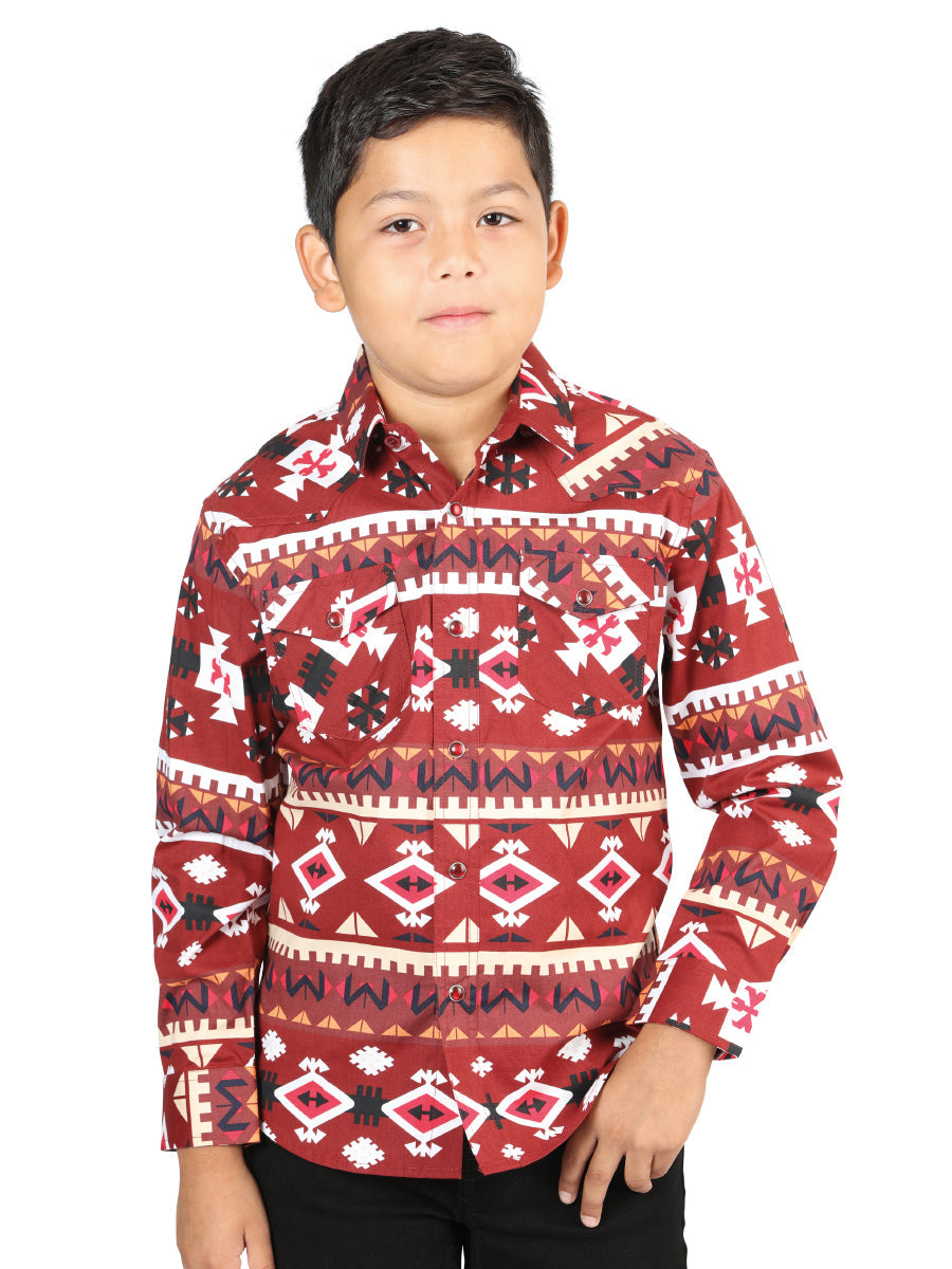 Casual Long-Sleeve Shirt by El General in Red