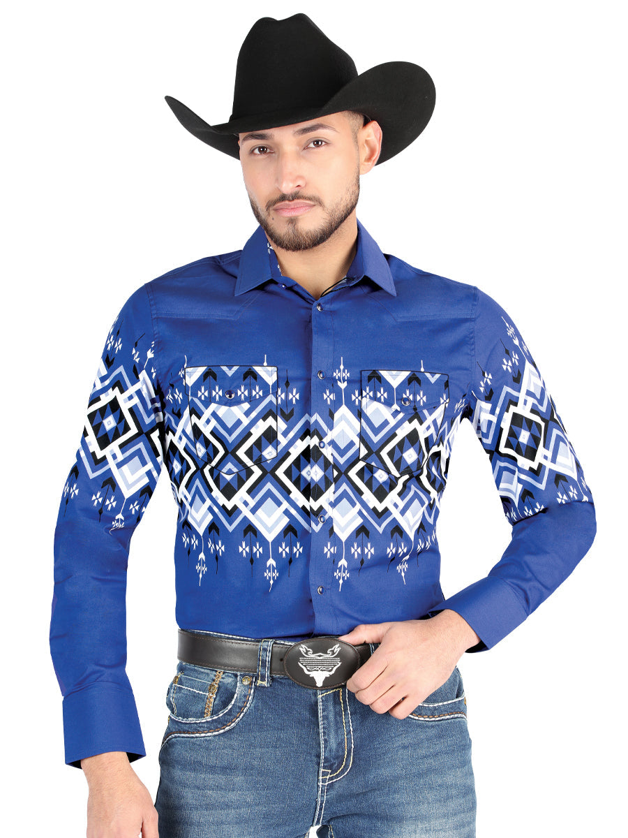 El General Casual Long Sleeve Shirt in Blue