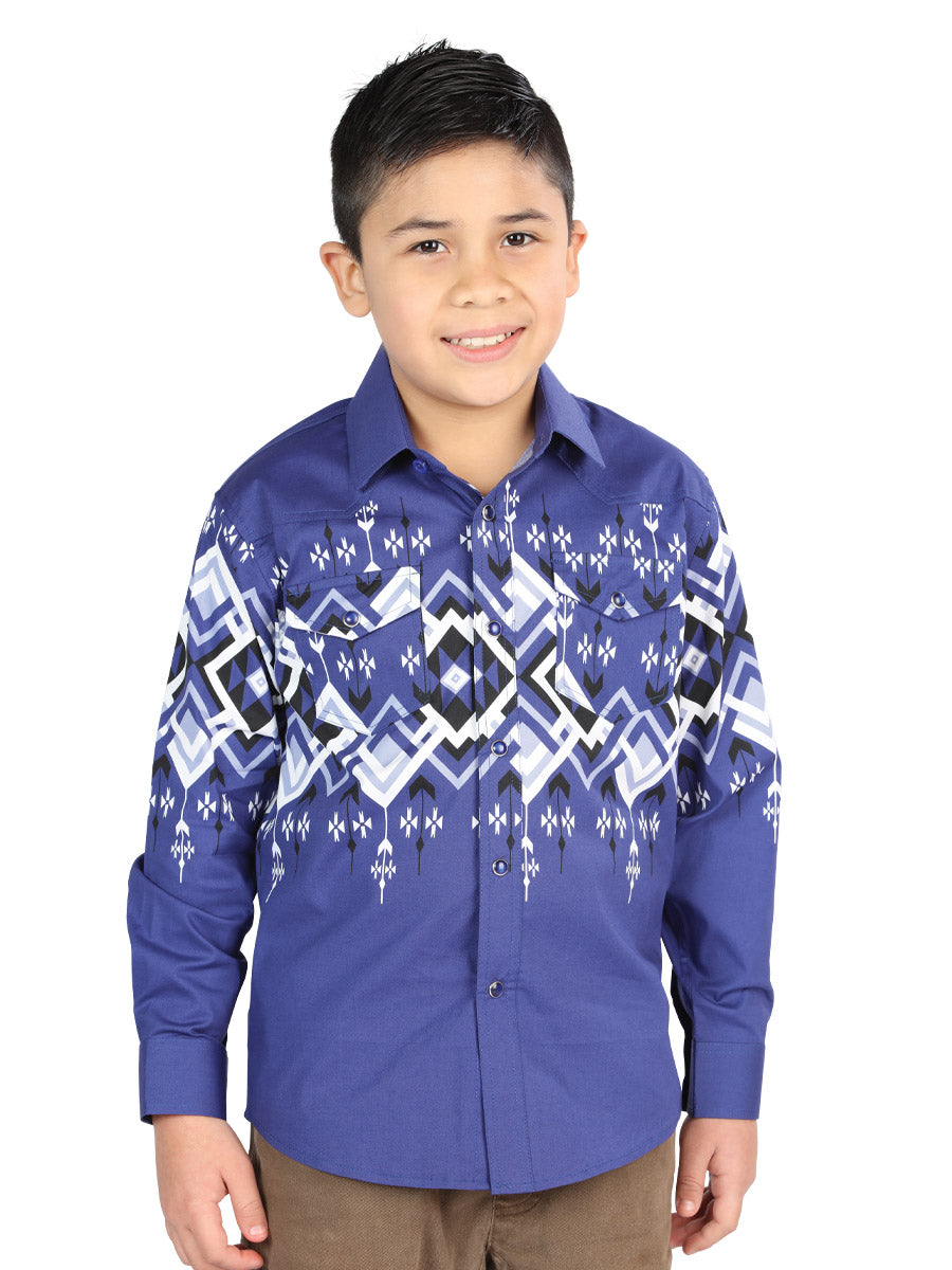 Casual Long-Sleeve Shirt by El General in Blue