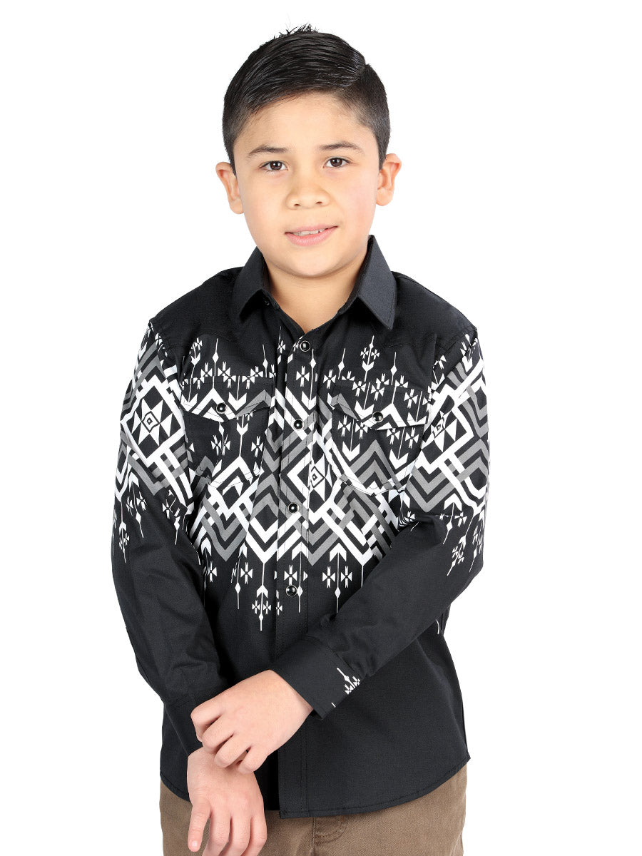 Casual Long-Sleeve Shirt by El General in Black