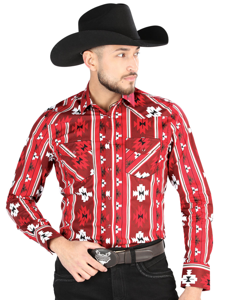 El General Casual Long Sleeve Shirt in Red