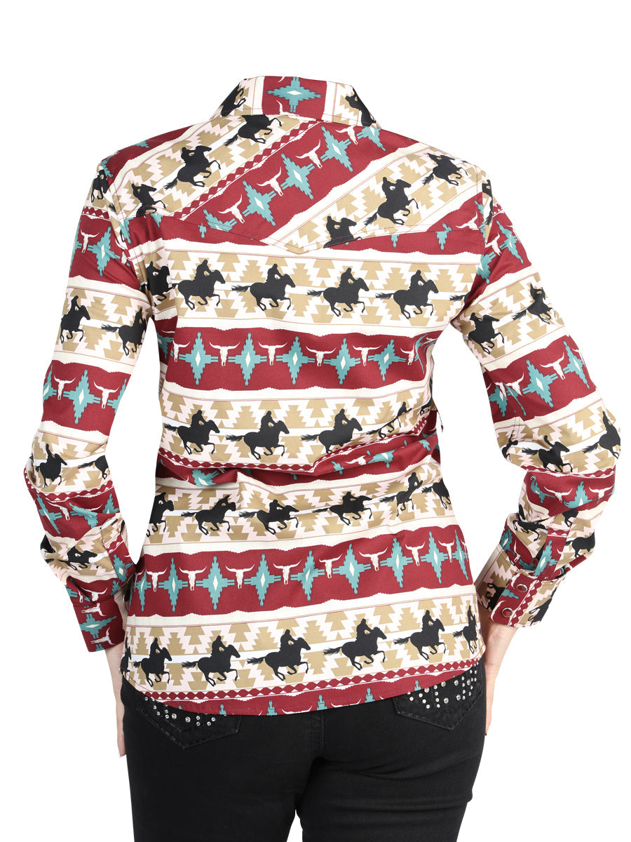 El General Black/Gold Casual Long-Sleeve Shirt in Burgundy