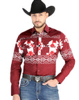 El General Casual Long Sleeve Shirt in Burgundy