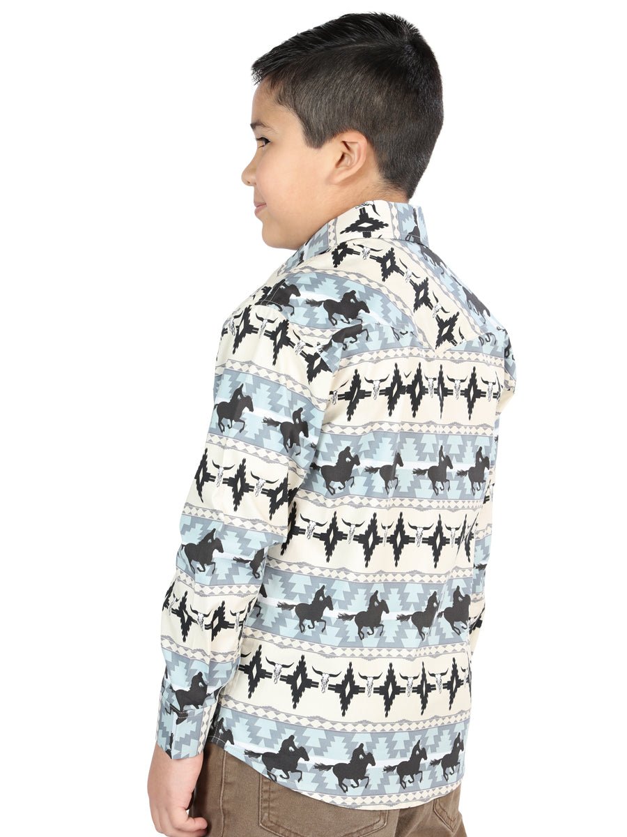 Casual Long-Sleeve Shirt by El General in Blue