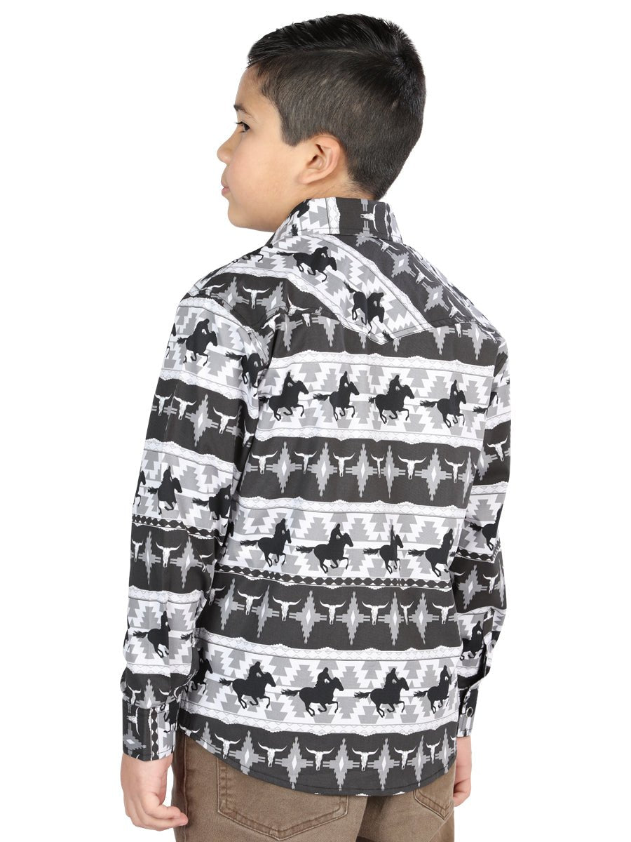 Casual Long-Sleeve Shirt by El General in Black