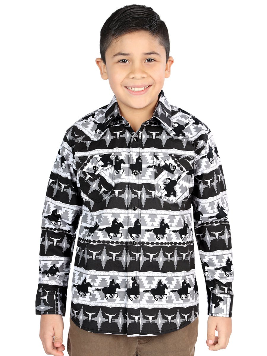 Casual Long-Sleeve Shirt by El General in Black
