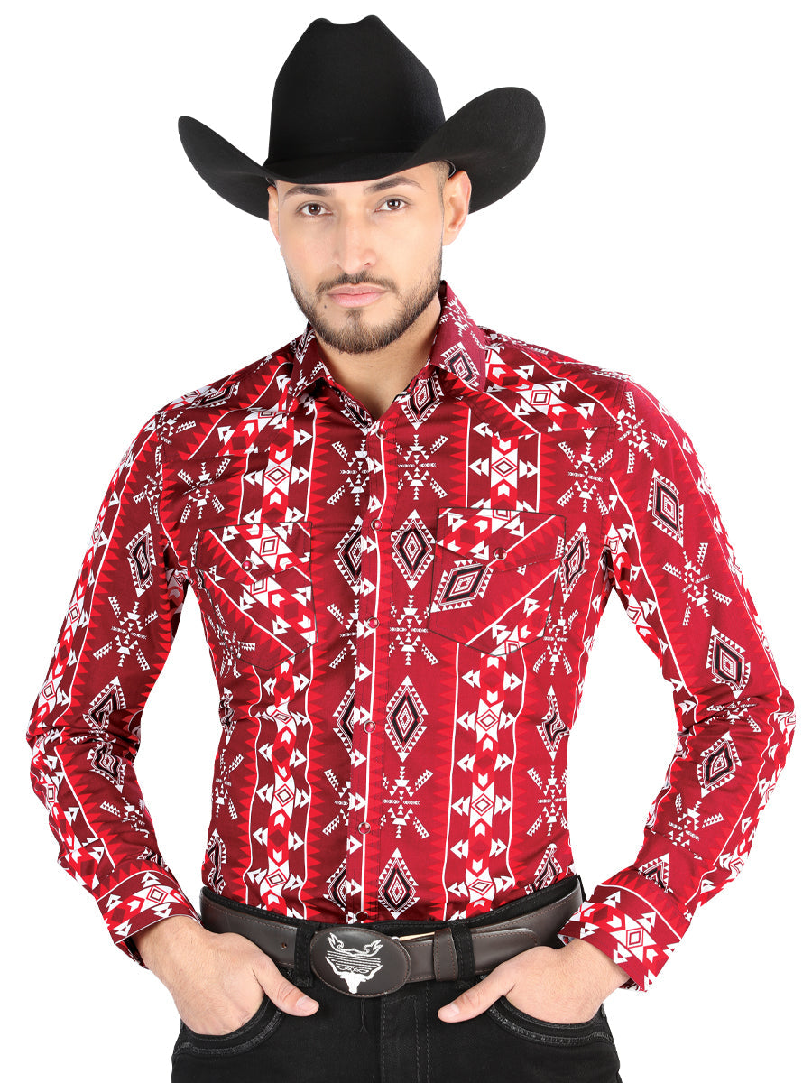 El General Casual Long Sleeve Shirt in Red