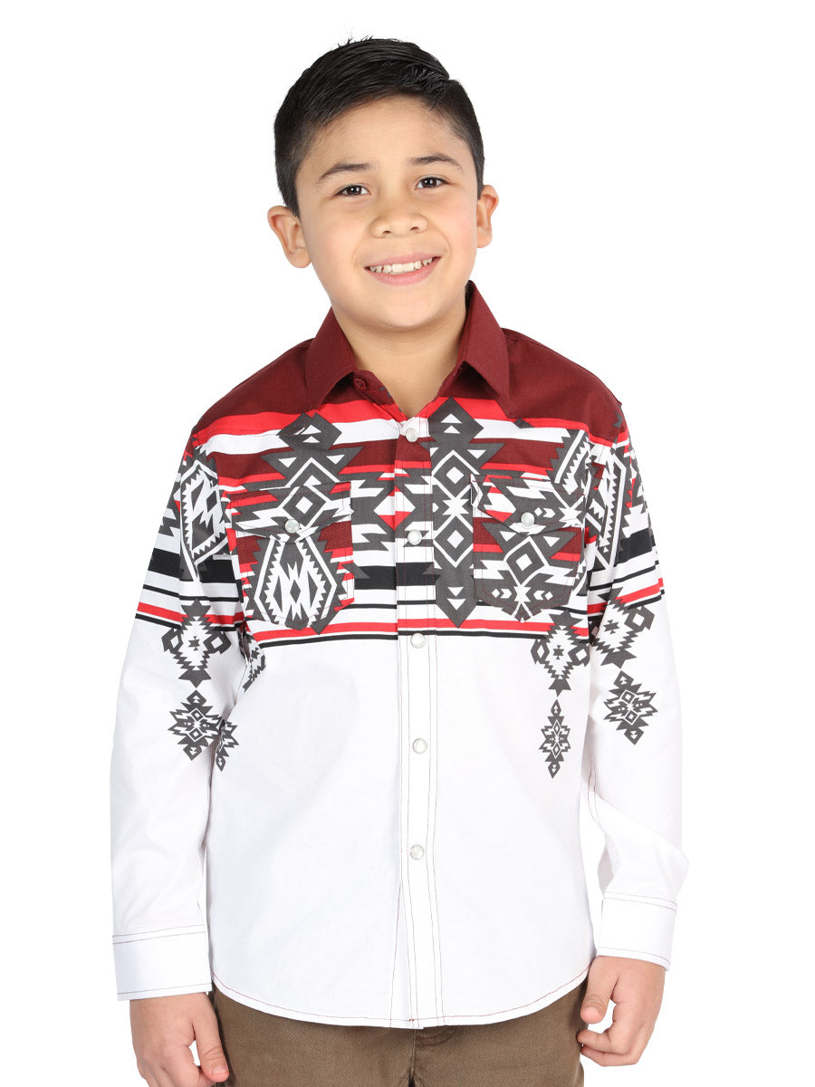 Casual Long-Sleeve Shirt by El General in Burgundy