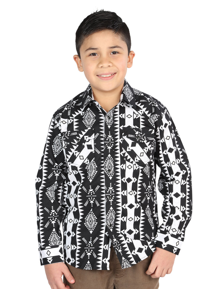 Casual Long-Sleeve Shirt by El General in Black